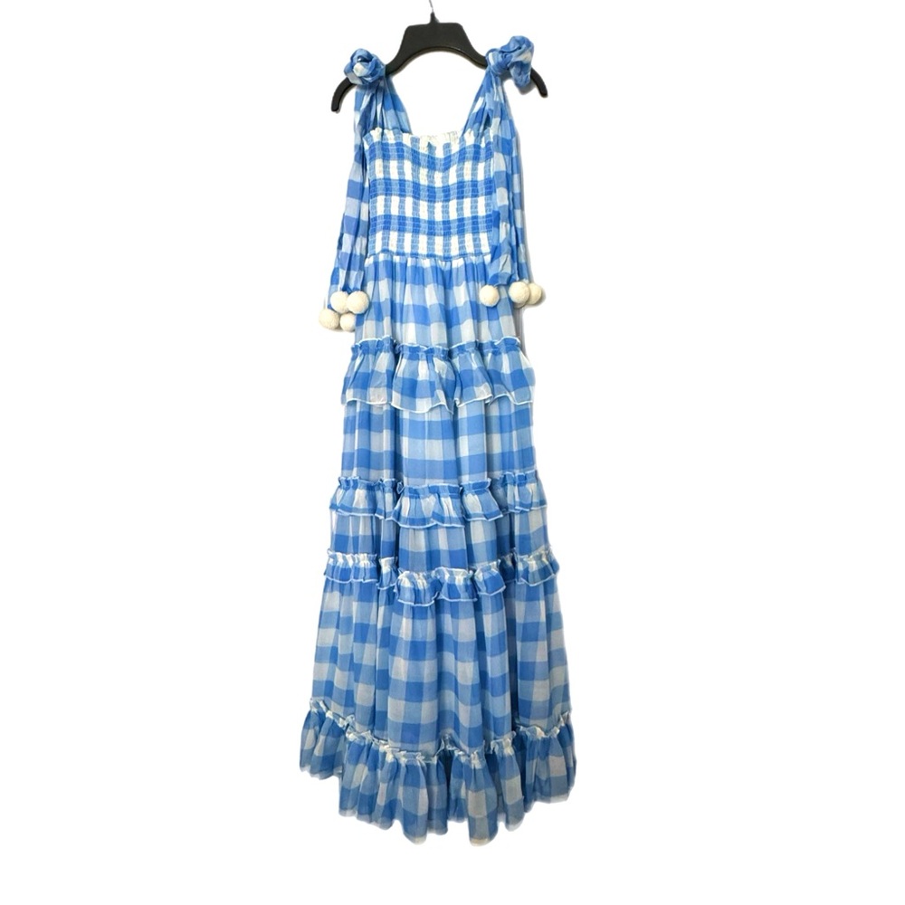 Blue Checkered Maxi Dress